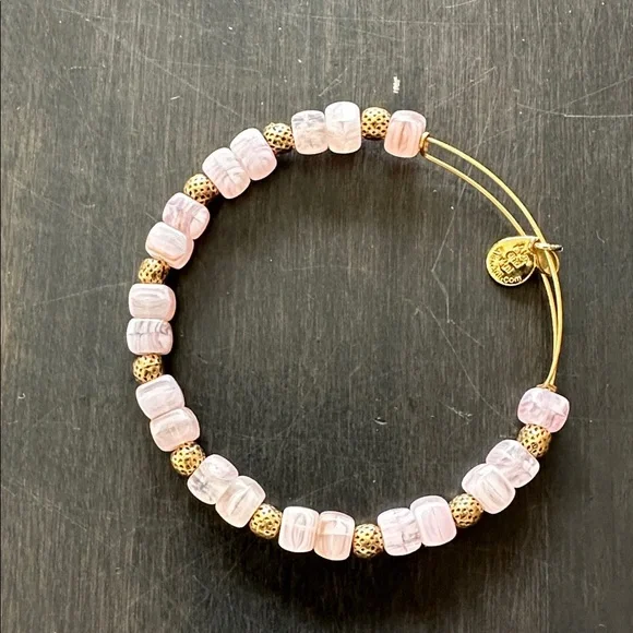 Alex and Ani Pink and Gold Beaded Bangle Set - Picture 3 of 4